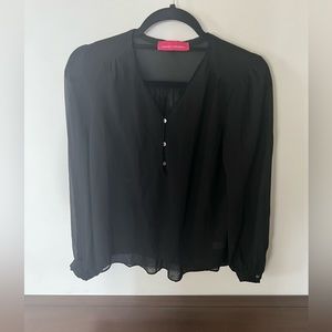 Black Sheer Long Sleeve Chiffon Blouse Pookie & Sebastian (NYC boutique)